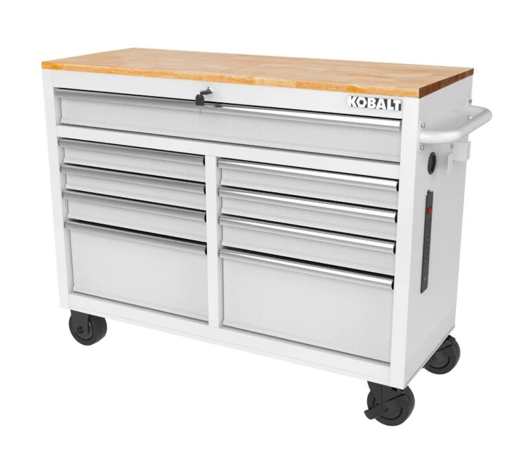 Kobalt 46.1-in L X 37.2-in H 9 -Drawers Rolling White Wood Work Bench