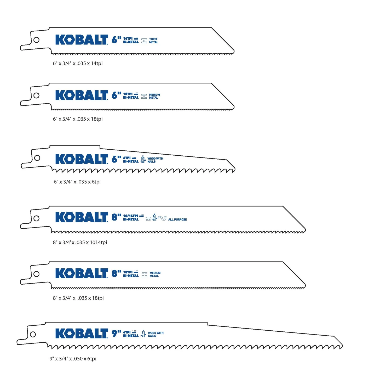 Kobalt Bi-metal Wood/Metal Cutting Demolition Reciprocating Saw Blade Set 12 -Pack 2 Kobalt Bi-metal Wood/Metal Cutting Demolition Reciprocating Saw Blade Set 12 -Pack - Image 2