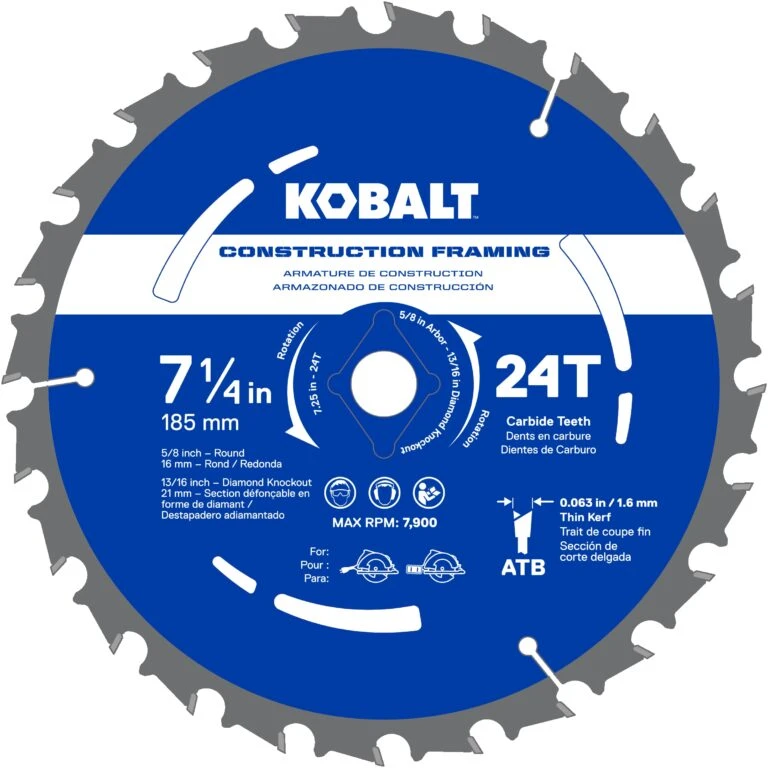 Kobalt 7-1/4-in 24 -Tooth Rough Finish Tungsten Carbide-tipped Steel Circular Saw Blade Individual