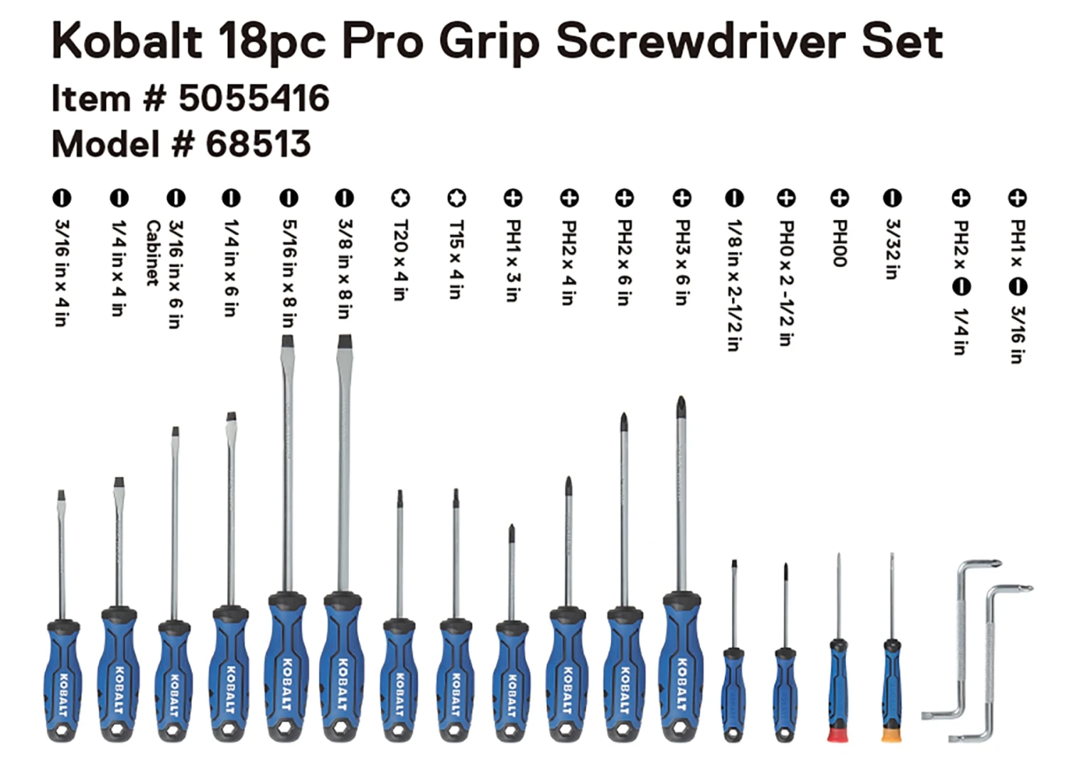Kobalt 18 -Piece 8-in Magnetic Screwdriver Set 3 Kobalt 18 -Piece 8-in Magnetic Screwdriver Set - Image 3