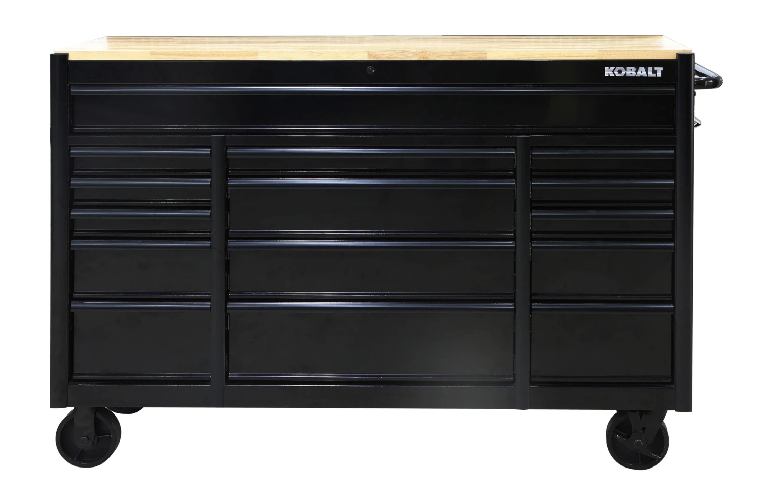 Kobalt KOBALT 59.8-in L X 42.7-in H 15 -Drawers Rolling Black Wood Work Bench 1 Kobalt KOBALT 59.8-in L X 42.7-in H 15 -Drawers Rolling Black Wood Work Bench