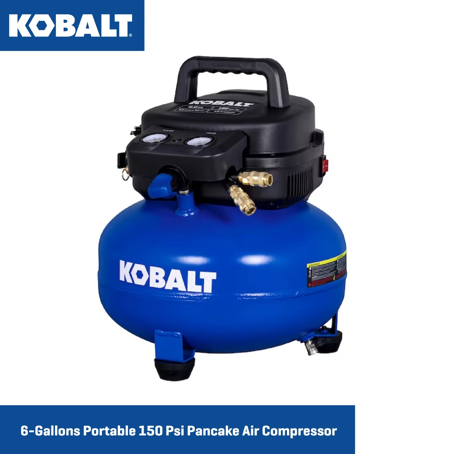 Kobalt 6-Gallon Portable Electric 150 PSI Pancake Air Compressor With Accessories Included 3 Kobalt 6-Gallon Portable Electric 150 PSI Pancake Air Compressor With Accessories Included - Image 3