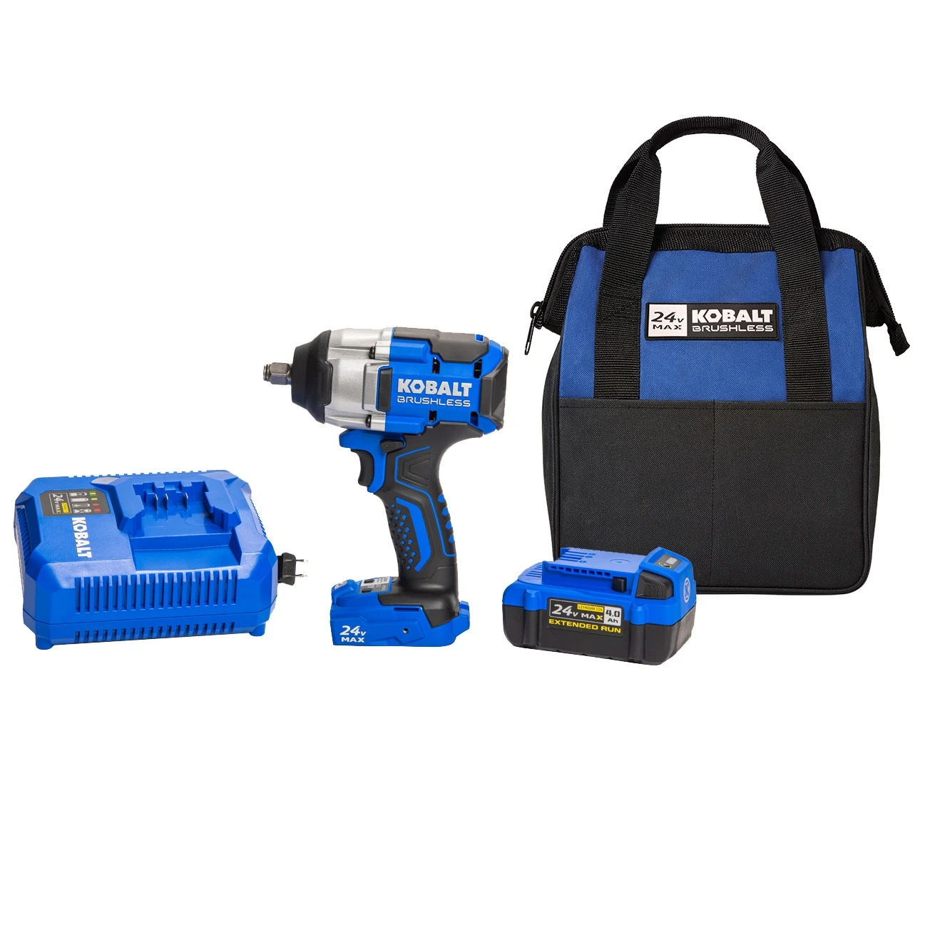 Kobalt 24-volt Variable Speed Brushless 1/2-in Drive Cordless Impact Wrench (Battery Included And Charger Included) 1 Kobalt 24-volt Variable Speed Brushless 1/2-in Drive Cordless Impact Wrench (Battery Included And Charger Included)