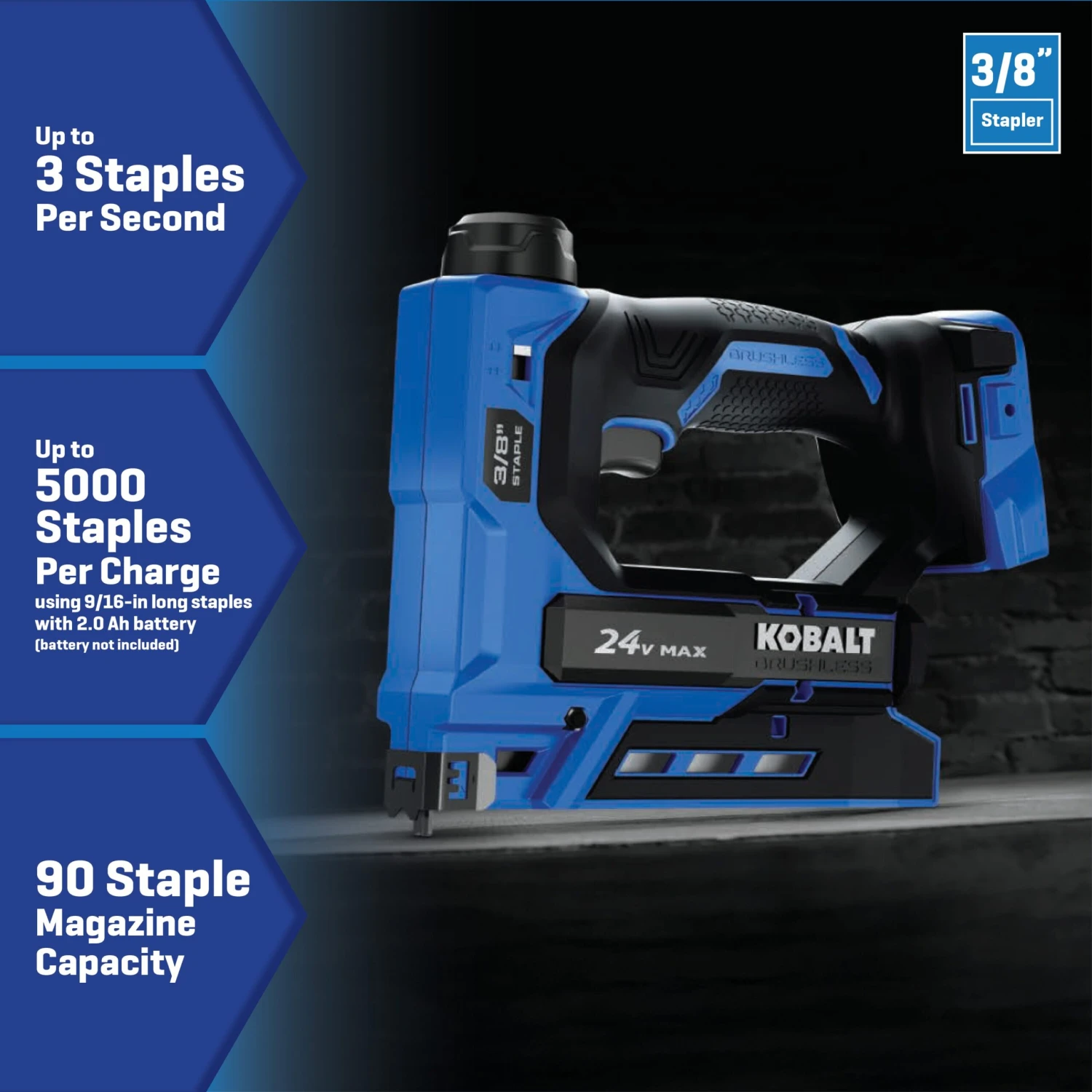 Kobalt XTR 20 -Gauge 3/8-in Medium Crown Finish Stapler ( Battery And Charger Not Included ) 2 Kobalt XTR 20 -Gauge 3/8-in Medium Crown Finish Stapler ( Battery And Charger Not Included ) - Image 2