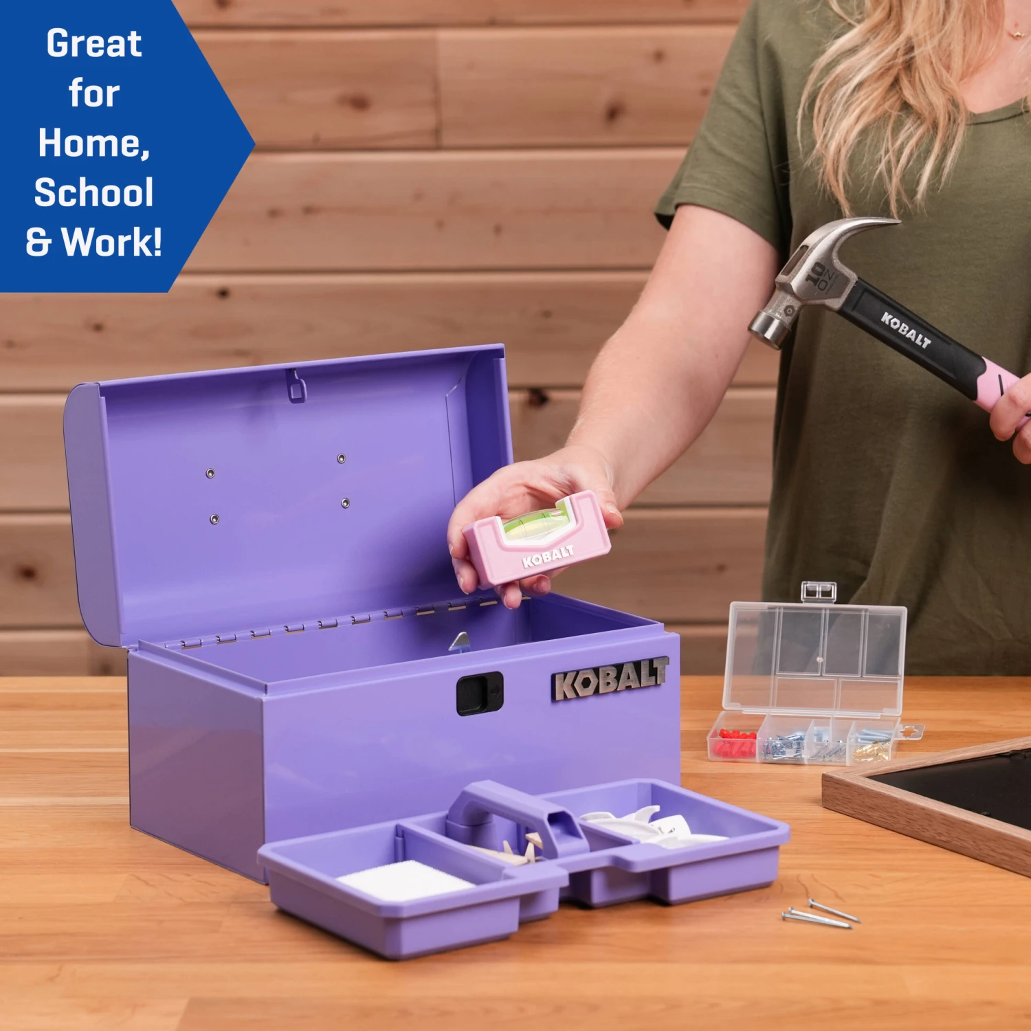 Kobalt Portable Mini Toolbox 10.83-in W X 5.91-in H X 5.91-in D Lavender Steel Tool Box 9 Kobalt Portable Mini Toolbox 10.83-in W X 5.91-in H X 5.91-in D Lavender Steel Tool Box - Image 9