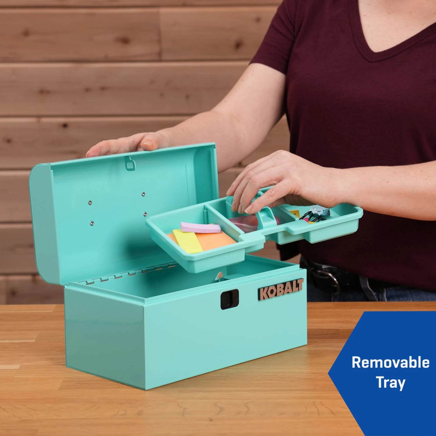 Kobalt Portable Mini Toolbox 10.83-in W X 5.91-in H X 5.91-in D Teal Steel Tool Box 8 Kobalt Portable Mini Toolbox 10.83-in W X 5.91-in H X 5.91-in D Teal Steel Tool Box - Image 8