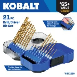 Kobalt 21 -Piece X Titanium Coated HSS Jobber Length Twist Drill Bit Set
