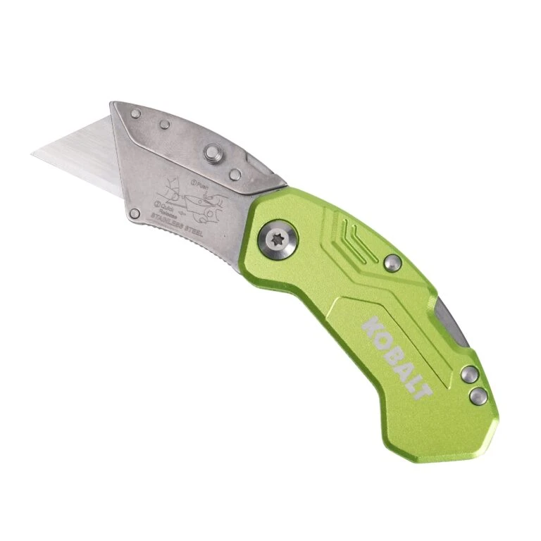 Kobalt High-vis Pocket Lockback 3/4-in 1 -Blade Folding Utility Knife