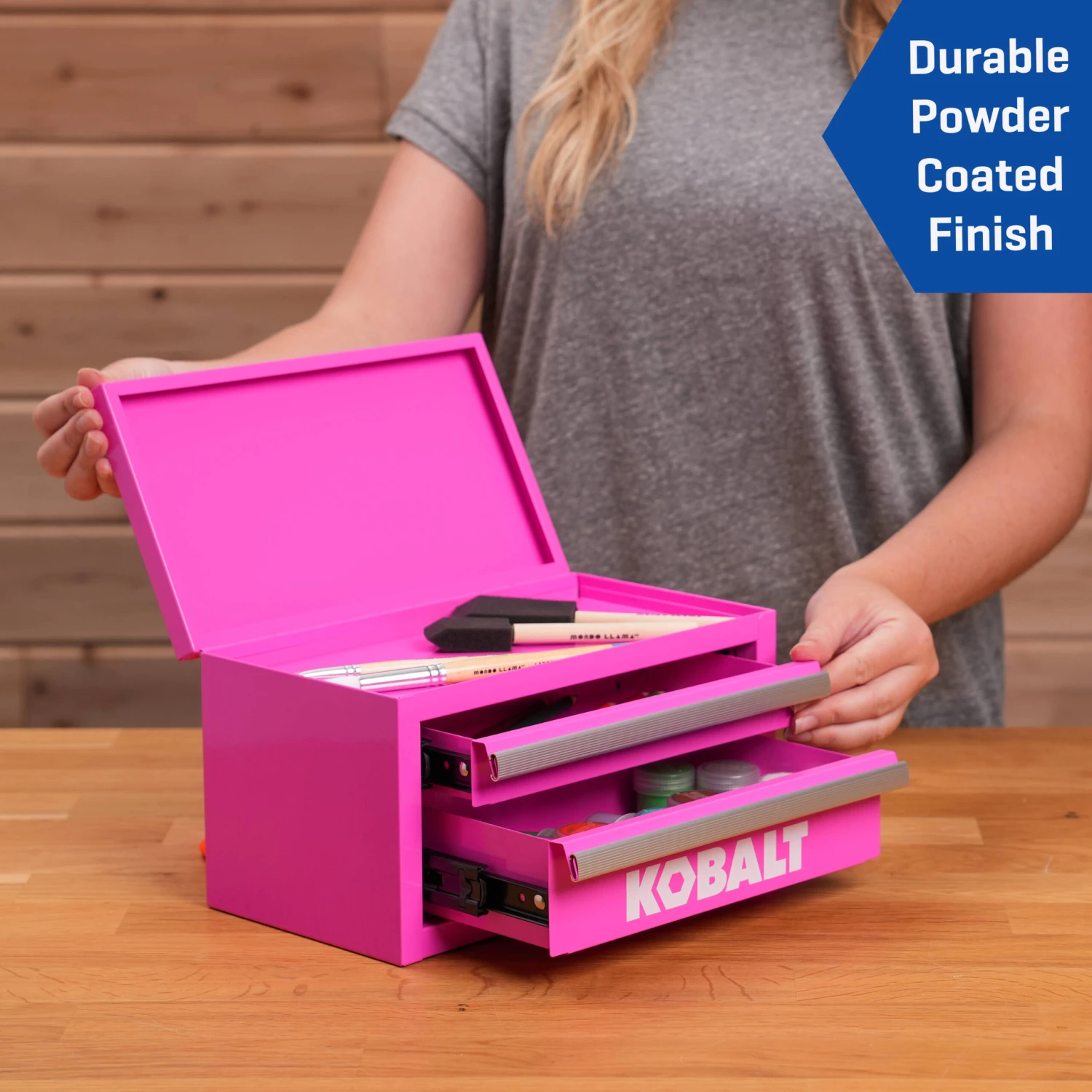 Kobalt Portable Tool Boxes 10.83-in W X 5.91-in H X 5.91-in D 2 -Drawer Hot Pink Steel Tool Box 7 Kobalt Portable Tool Boxes 10.83-in W X 5.91-in H X 5.91-in D 2 -Drawer Hot Pink Steel Tool Box - Image 7