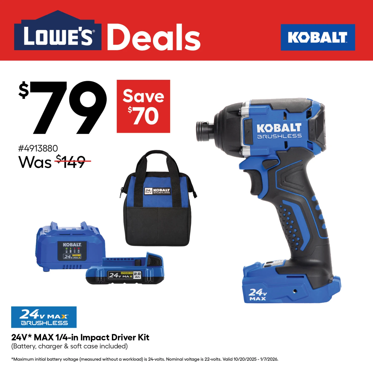 Kobalt 24-volt 1/4-in Brushless Cordless Impact Driver (Battery Included And Charger Included And Soft Bag Included) 2 Kobalt 24-volt 1/4-in Brushless Cordless Impact Driver (Battery Included And Charger Included And Soft Bag Included) - Image 2